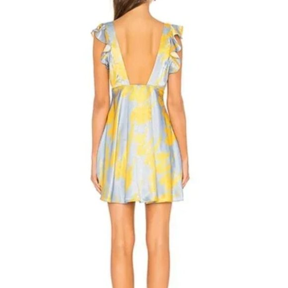 House of Harlow 1960 Blue and Yellow Brushstroke Mini Dress, Size S - Picture 12 of 12